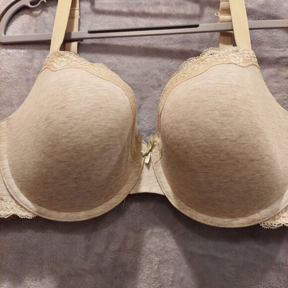Ambrielle 42D Bra Organic Cotton Demi Underwire covertable straps jersey tan - Picture 4 of 16
